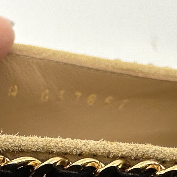 CHANEL 21A Suede Patent Cap Toe Chain Trim CC Loafers Flat Shoes - Picture 12 of 16